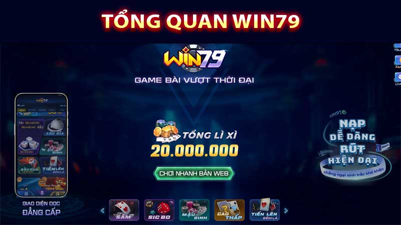 Giao diện chính của cổng game Win79 năm 2025
